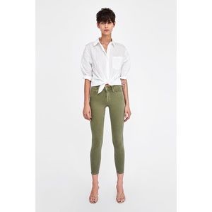 Zara Z1975 Light Army Green Stretch Skinny Jeans